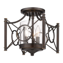 Golden 3718-SF CDB-CLR - Wry Lighting Quincy 3-light Semi-Flush Mount in Cordoban Bronze